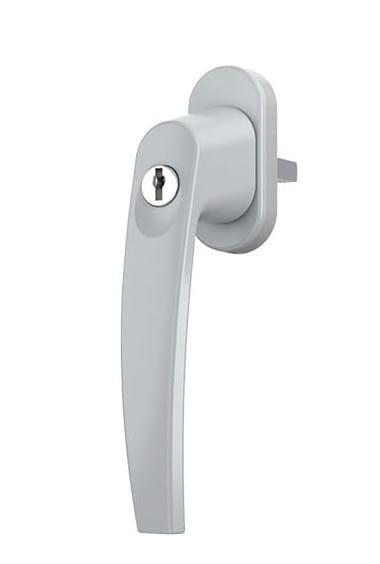 klamka okienna z kluczykiem srebrna